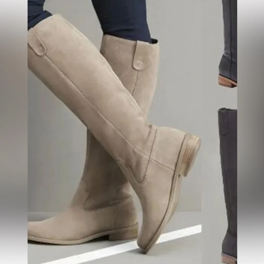 Very Volatile Womens Suede Riding Boots Tan Neutral Brown 8 Taupe